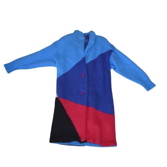 Vintage 70s Falcon Italian Design Avant Garde Wool Mohair Knit Coat Women Small - Picture 12 of 12